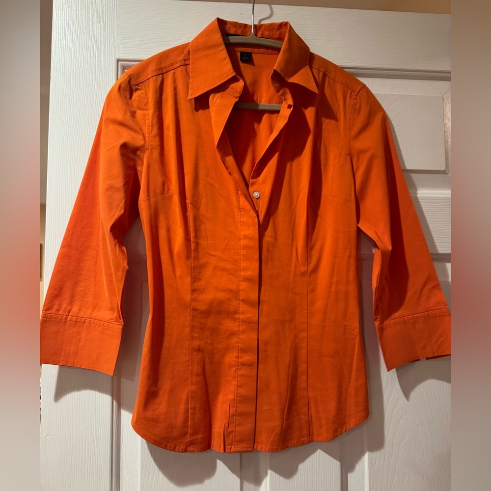 Vibrant Orange Button-Up Shirt